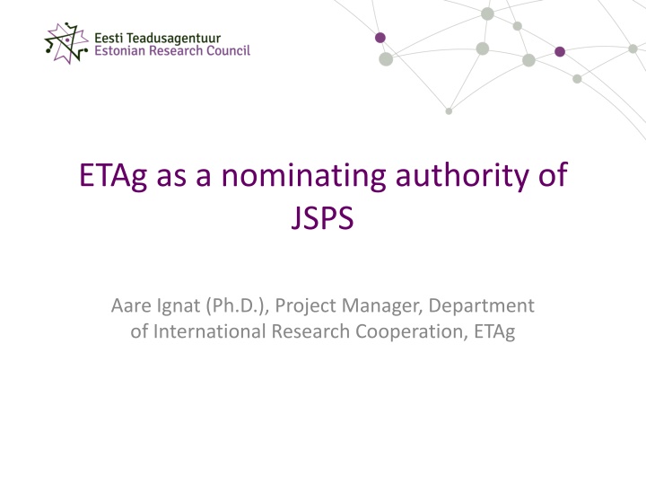 etag as a nominating authority of jsps n.w
