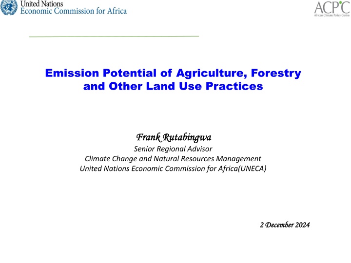 emission potential of agriculture forestry n.w