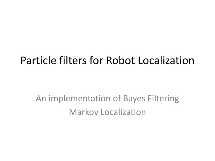 particle filters for robot localization n.w