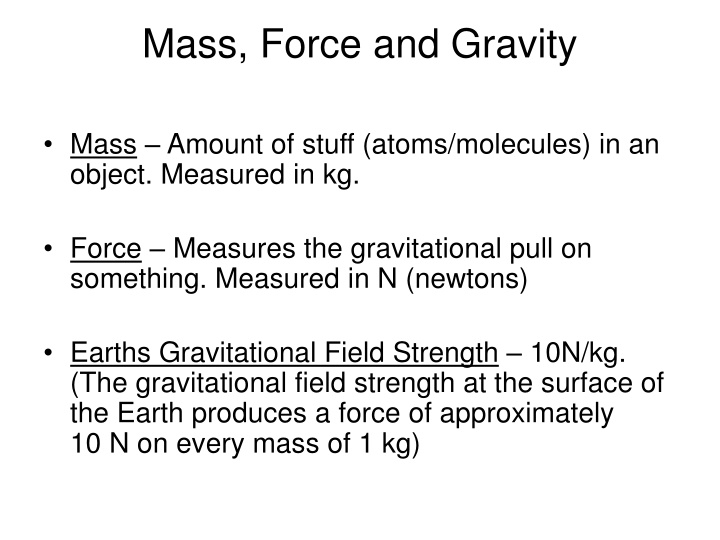mass force and gravity n.w