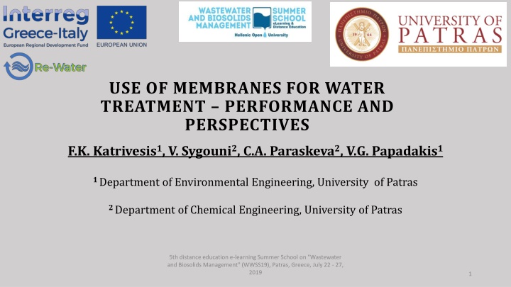 use of membranes for water treatment performance n.w
