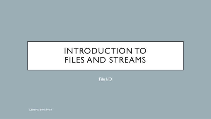 introduction to files and streams n.w