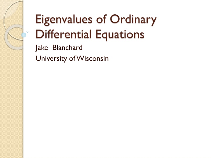 eigenvalues of ordinary differential equations n.w