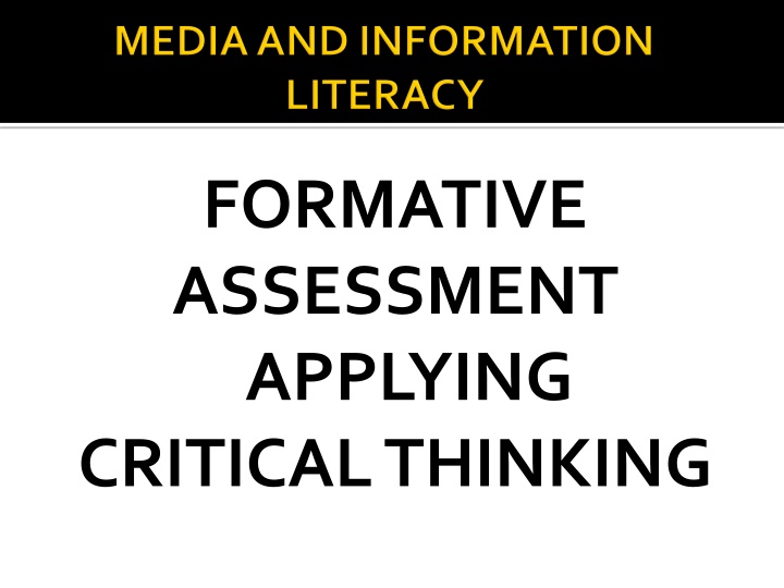formative assessment applying critical thinking n.w