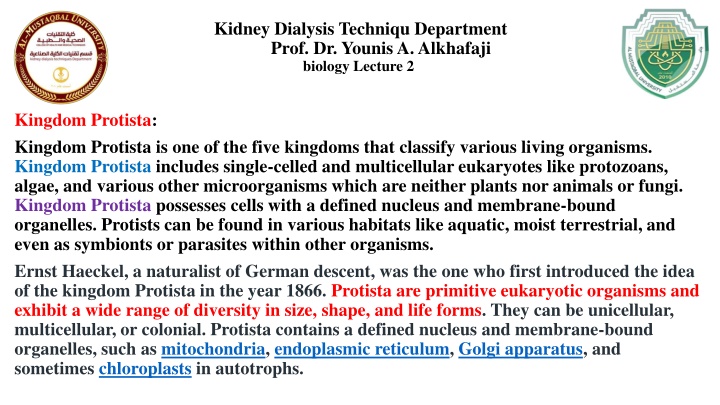 Kingdom Protista: Diversity and Characteristics