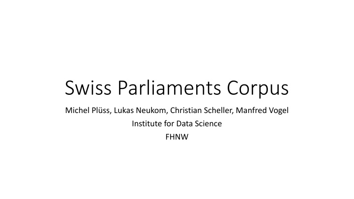 swiss parliaments corpus n.w