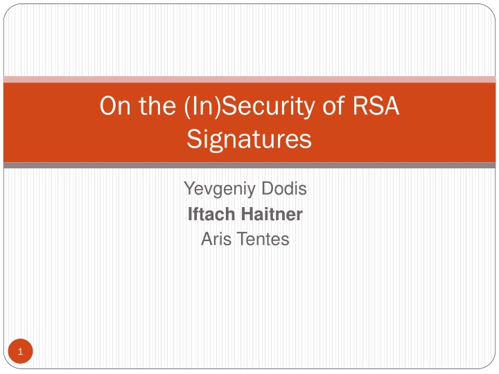 on the in security of rsa signatures n.w