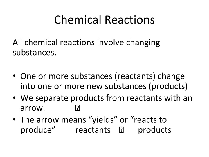 chemical reactions n.w