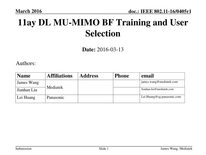march 2016 11ay dl mu mimo bf training and user n.w