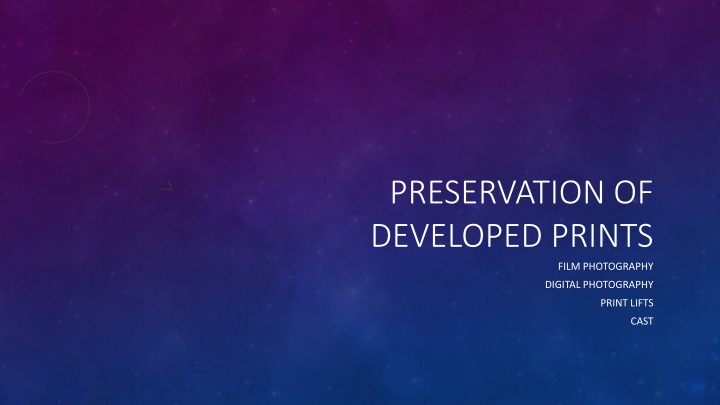 preservation of developed prints n.w