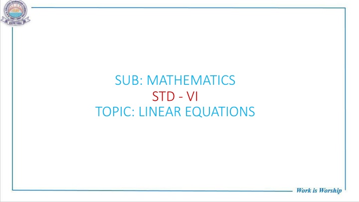 Linear Equations in Mathematics