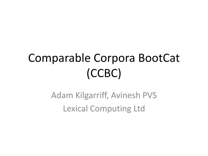 comparable corpora bootcat ccbc n.w