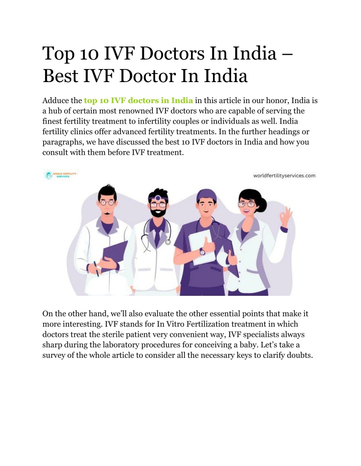 top 10 ivf doctors in india best ivf doctor n.w