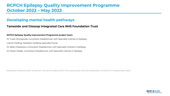 Developing Mental Health Pathways for Children and Young People in Tameside and Glossop