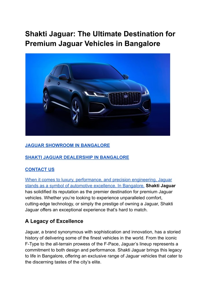 shakti jaguar the ultimate destination n.w