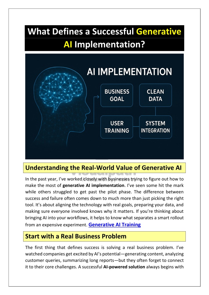 what defines a successful generative n.w