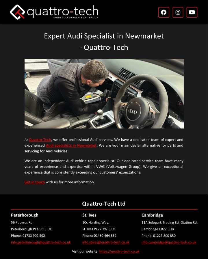 expert audi specialist in newmarket quattro tech n.w