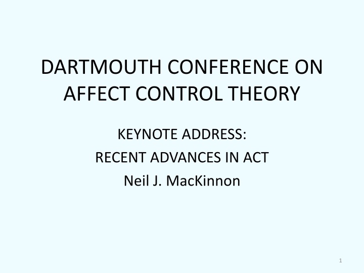 dartmouth conference on affect control theory n.w