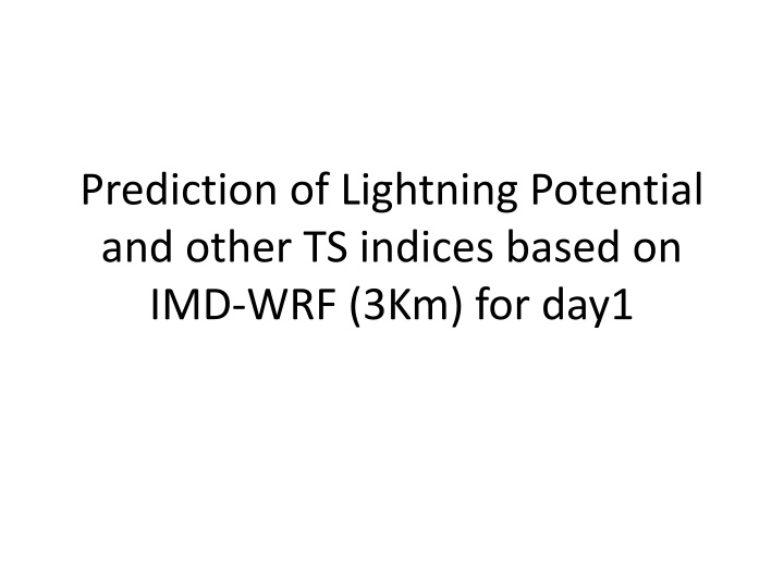 prediction of lightning potential and other n.w