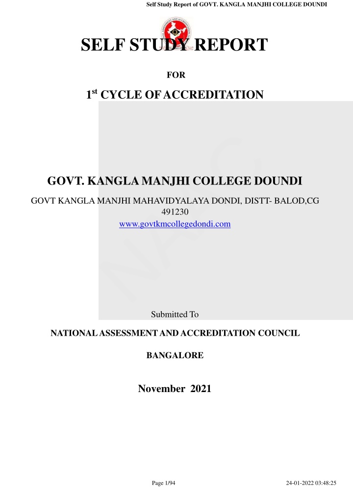 self study report of govt kangla manjhi college n.w