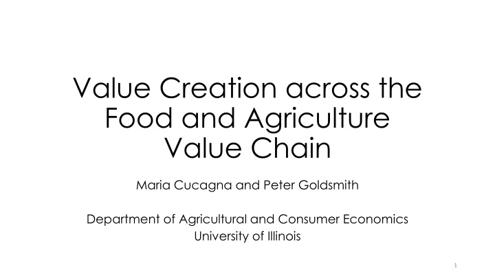 value creation across the food and agriculture n.w