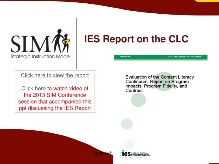 ies report on the clc n.w