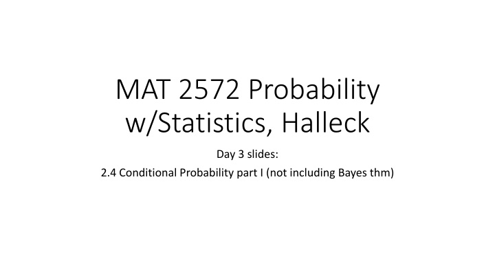 mat 2572 probability w statistics halleck n.w