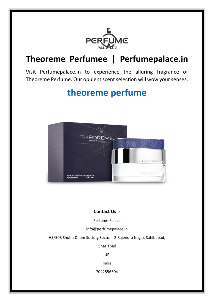 theoreme perfumee perfumepalace in n.w