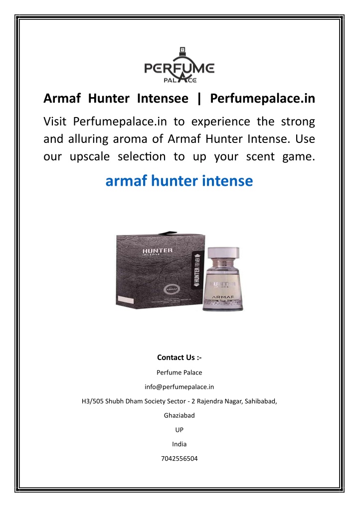 armaf hunter intensee perfumepalace in n.w