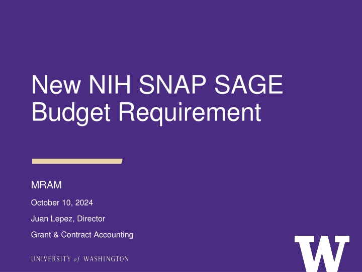new nih snap sage budget requirement n.w