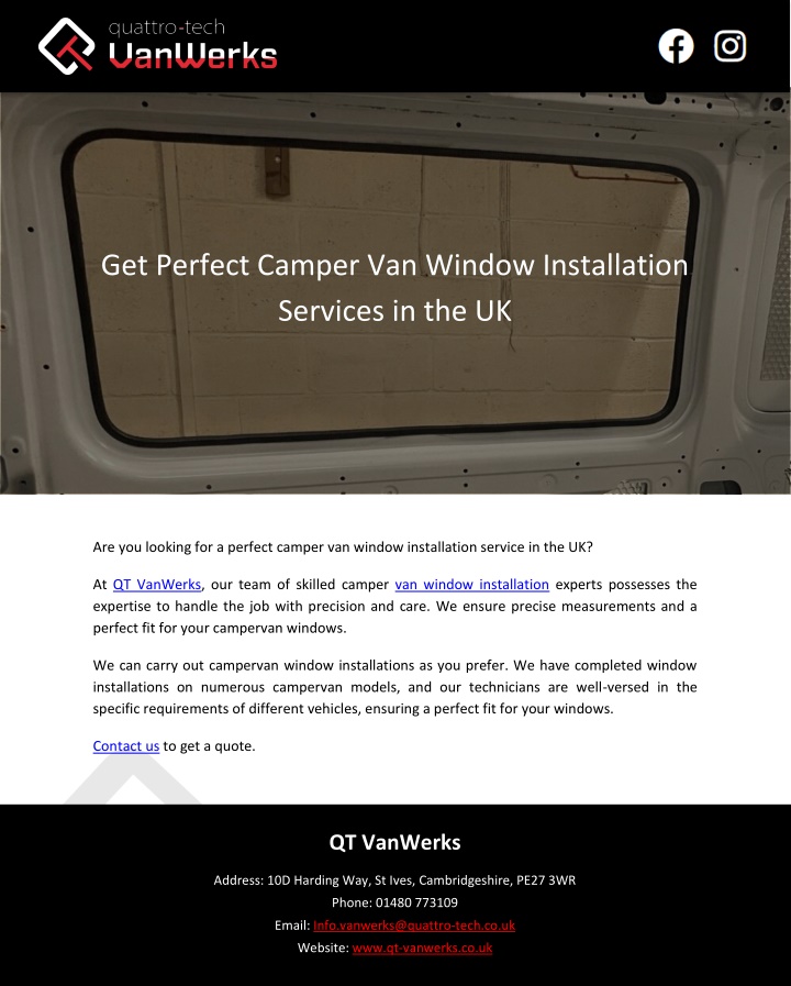 get perfect camper van window installation n.w