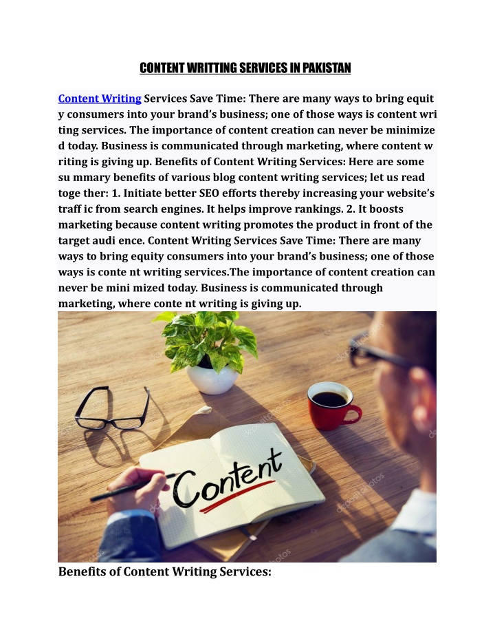 CONTENT WRITTING SERVICES IN PAKISTAN