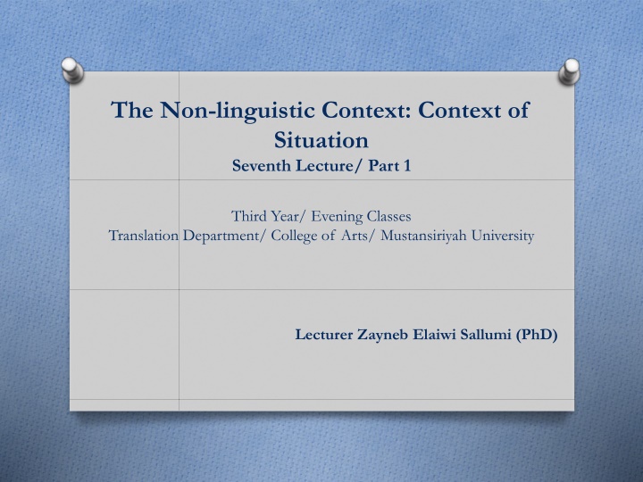 the non linguistic context context of situation n.w