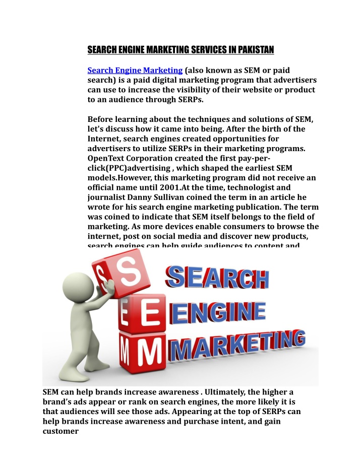 SEARCH ENGINE MARKETING SERVICES IN PAKISTAN