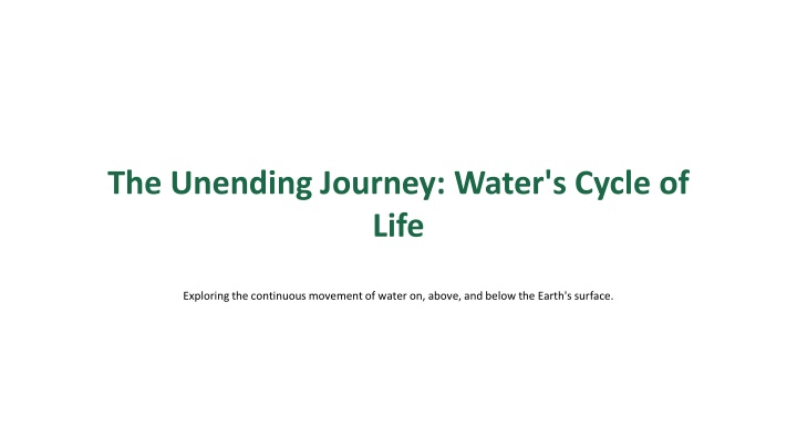 the unending journey water s cycle of life n.w