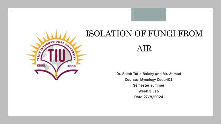 isolation of fungi from n.w