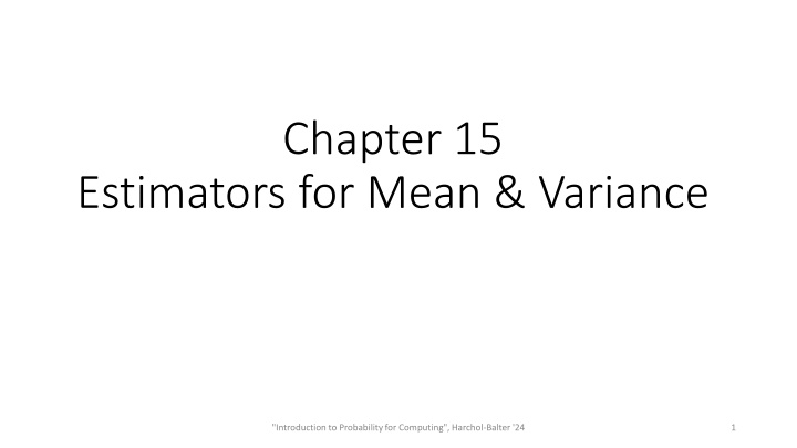 Estimators for Mean & Variance in Probability
