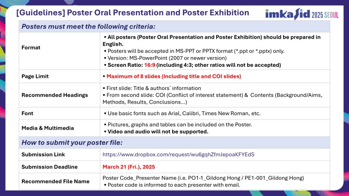 guidelines poster oral presentation and poster n.w