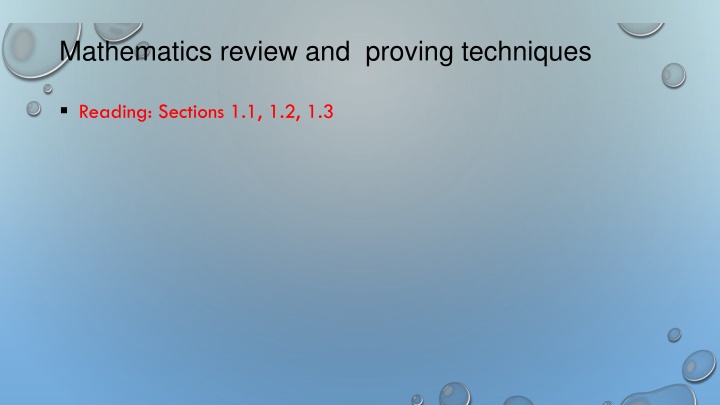 mathematics review and proving techniques n.w