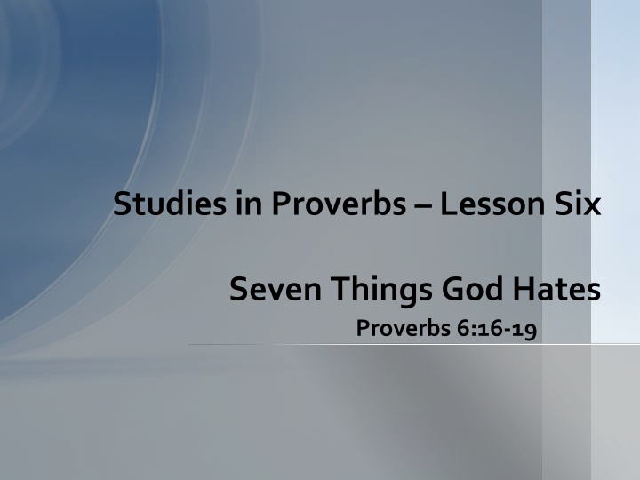 studies in proverbs lesson six n.w