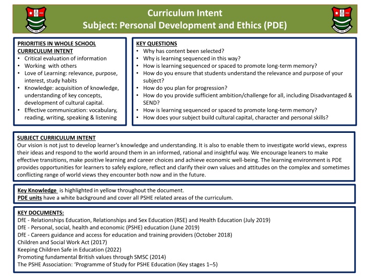 curriculum intent n.w