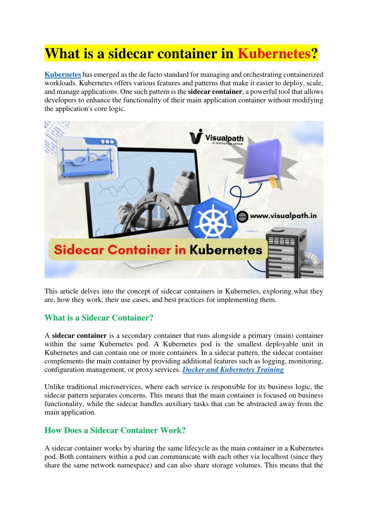 what is a sidecar container in kubernetes n.w