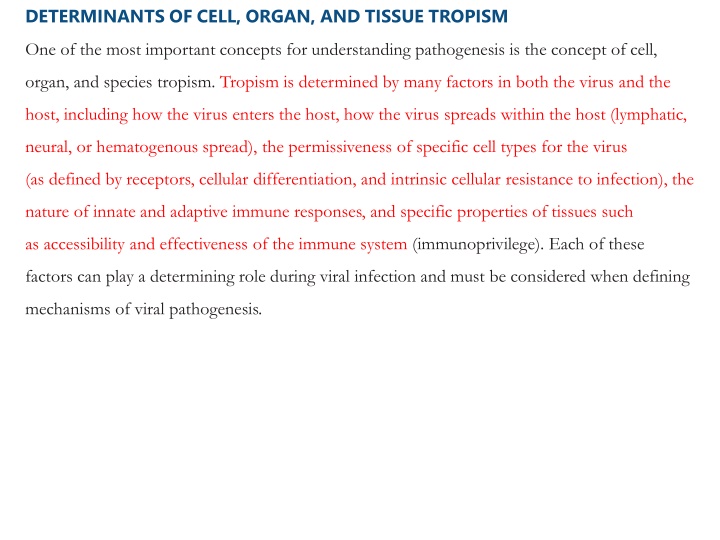 determinants of cell organ and tissue tropism n.w