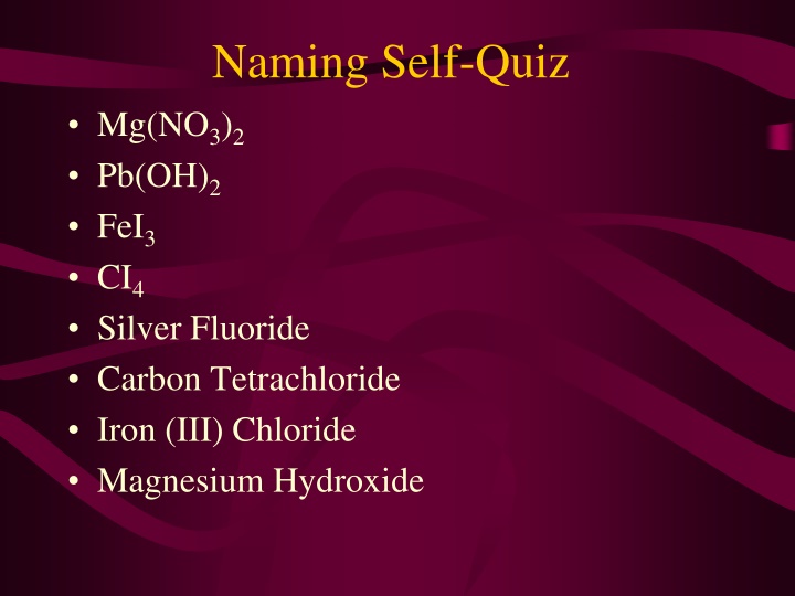 Naming Self-Quiz