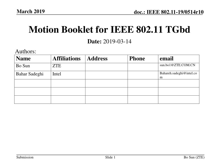 IEEE 802.11-19/0514r10 Motion Booklet for TGbd