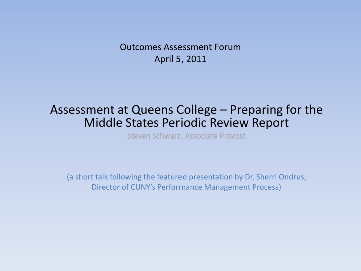 outcomes assessment forum april 5 2011 n.w