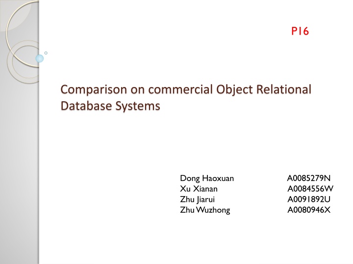 Comparison of Commercial Object-Relational Database Systems