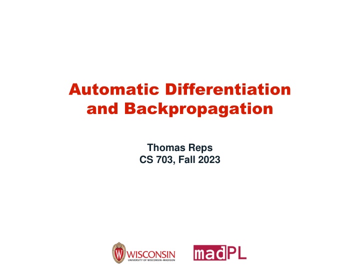 automatic differentiation and backpropagation n.w