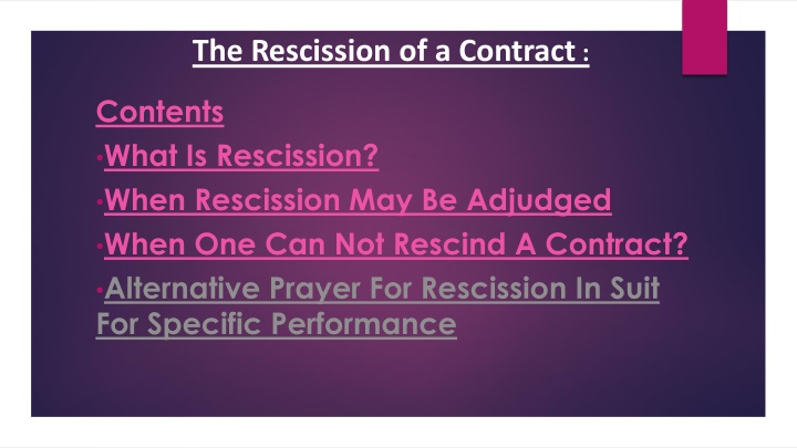 the rescission of a contract n.w