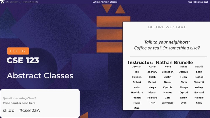 Abstract Classes Review in CSE 123: Spring 2025